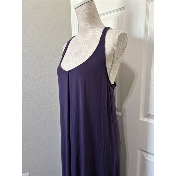 Rosa Faia Brand Womans Plain Violet Large Maxi Halter Dress NWT Beads - Picture 4 of 14